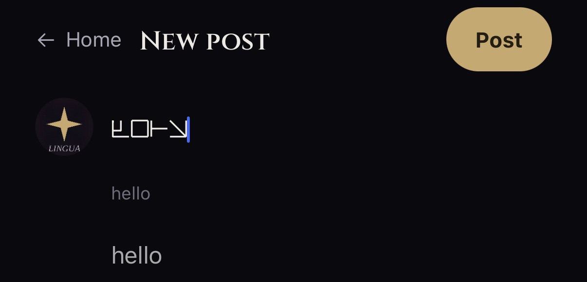 Composing a post in Lingua using a hand-drawn alphabet